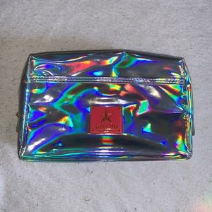 JEFFREE STAR METALLIC COSMETIC BAG  silver holographic clean ready to go